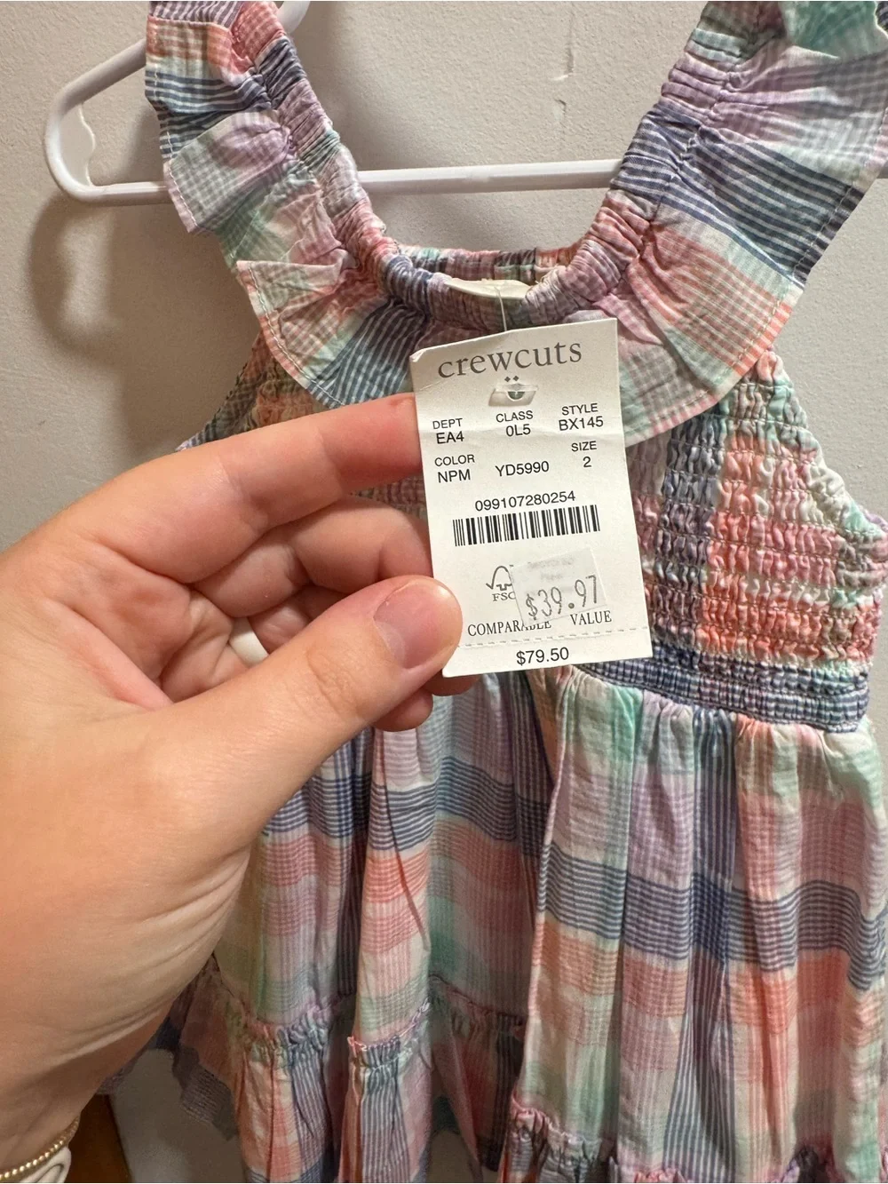 CREWCUTS matching smocked dress and headband toddler